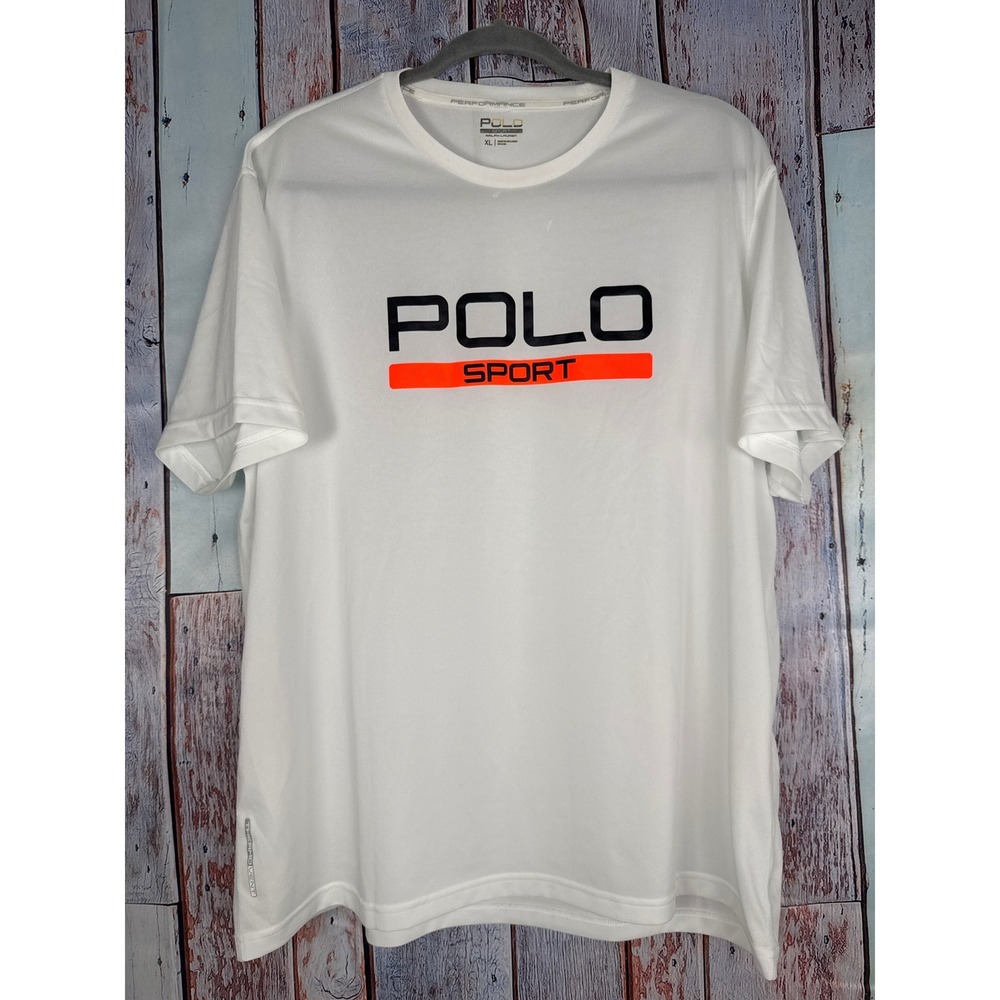 VTG Polo Sport Ralph Lauren Mens XL White ThermoVent Performance T-Shirt Logo